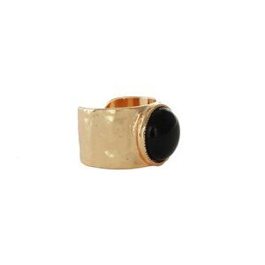Gold-toned cuff ring with a Black Onyx gemstone